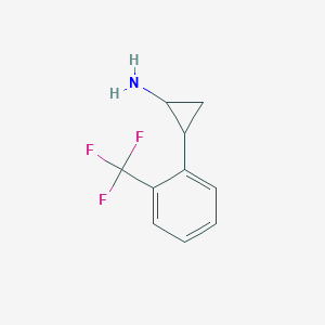 molecular formula C10H10F3N B2474925 2-[2-(Trifluoromethyl)phenyl]cyclopropylamine CAS No. 1157693-98-5