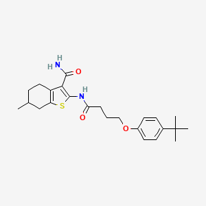 molecular formula C24H32N2O3S B2474943 2-(4-(4-(Tert-butyl)phenoxy)butanamido)-6-methyl-4,5,6,7-tetrahydrobenzo[b]thiophene-3-carboxamide CAS No. 453585-72-3