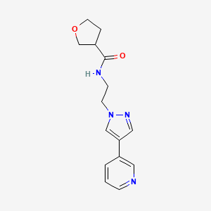 molecular formula C15H18N4O2 B2474947 N-{2-[4-(pyridin-3-yl)-1H-pyrazol-1-yl]ethyl}oxolane-3-carboxamide CAS No. 2097866-50-5