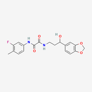 molecular formula C19H19FN2O5 B2474949 N1-(3-(benzo[d][1,3]dioxol-5-yl)-3-hydroxypropyl)-N2-(3-fluoro-4-methylphenyl)oxalamide CAS No. 1421530-70-2