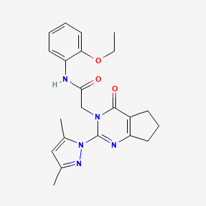molecular formula C22H25N5O3 B2474956 2-(2-(3,5-dimethyl-1H-pyrazol-1-yl)-4-oxo-4,5,6,7-tetrahydro-3H-cyclopenta[d]pyrimidin-3-yl)-N-(2-ethoxyphenyl)acetamide CAS No. 1006785-66-5