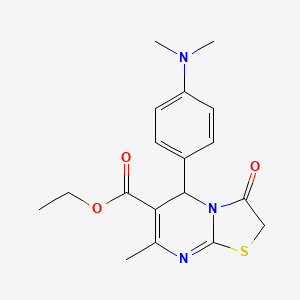 molecular formula C18H21N3O3S B2474962 ethyl 5-(4-(dimethylamino)phenyl)-7-methyl-3-oxo-3,5-dihydro-2H-thiazolo[3,2-a]pyrimidine-6-carboxylate CAS No. 327032-79-1