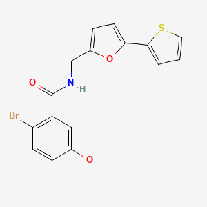 molecular formula C17H14BrNO3S B2474964 2-bromo-5-methoxy-N-((5-(thiophen-2-yl)furan-2-yl)methyl)benzamide CAS No. 2034404-24-3
