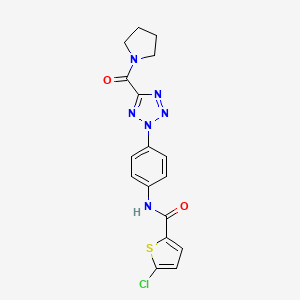 molecular formula C17H15ClN6O2S B2474968 5-chloro-N-(4-(5-(pyrrolidine-1-carbonyl)-2H-tetrazol-2-yl)phenyl)thiophene-2-carboxamide CAS No. 1396637-42-5