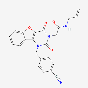 molecular formula C23H18N4O4 B2474971 N-烯丙基-2-(1-(4-氰基苄基)-2,4-二氧代-1,2-二氢苯并呋喃[3,2-d]嘧啶-3(4H)-基)乙酰胺 CAS No. 1251703-54-4