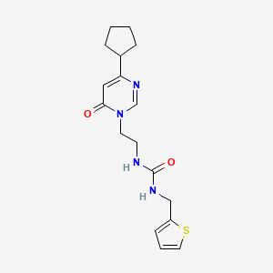 molecular formula C17H22N4O2S B2474974 1-(2-(4-环戊基-6-氧代嘧啶-1(6H)-基)乙基)-3-(噻吩-2-基甲基)脲 CAS No. 1797126-76-1