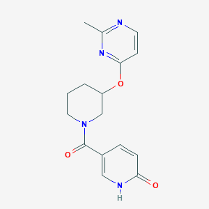molecular formula C16H18N4O3 B2474990 5-(3-((2-methylpyrimidin-4-yl)oxy)piperidine-1-carbonyl)pyridin-2(1H)-one CAS No. 2034473-08-8