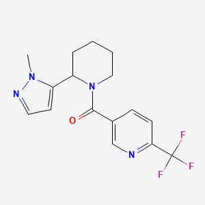 molecular formula C16H17F3N4O B2474992 [2-(2-Methylpyrazol-3-yl)piperidin-1-yl]-[6-(trifluoromethyl)pyridin-3-yl]methanone CAS No. 2310015-65-5