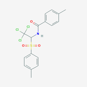 molecular formula C17H16Cl3NO3S B2474998 4-Methyl-N-[2,2,2-trichloro-1-(toluene-4-sulfonyl)-ethyl]-benzamide CAS No. 301158-39-4