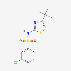 molecular formula C13H15ClN2O2S2 B2475002 N-[4-(tert-butyl)-1,3-thiazol-2-yl]-3-chlorobenzenesulfonamide CAS No. 866150-36-9