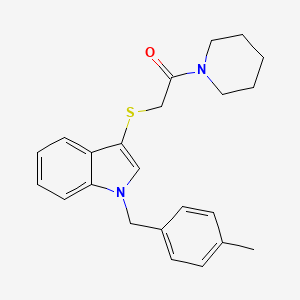 molecular formula C23H26N2OS B2475006 2-((1-(4-methylbenzyl)-1H-indol-3-yl)thio)-1-(piperidin-1-yl)ethanone CAS No. 681276-58-4