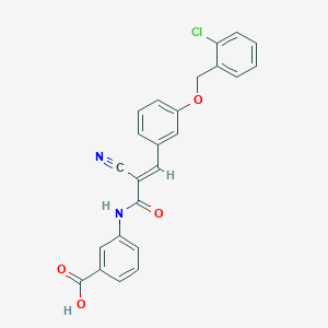 molecular formula C24H17ClN2O4 B2475013 3-[[(E)-3-[3-[(2-chlorophenyl)methoxy]phenyl]-2-cyanoprop-2-enoyl]amino]benzoic acid CAS No. 380567-38-4