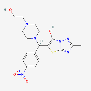 molecular formula C18H22N6O4S B2475017 5-((4-(2-羟乙基)哌嗪-1-基)(4-硝基苯基)甲基)-2-甲基噻唑并[3,2-b][1,2,4]三唑-6-醇 CAS No. 851969-19-2