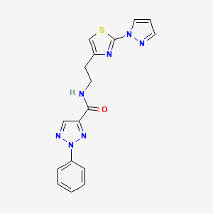 molecular formula C17H15N7OS B2475021 N-(2-(2-(1H-pyrazol-1-yl)thiazol-4-yl)ethyl)-2-phenyl-2H-1,2,3-triazole-4-carboxamide CAS No. 1428378-07-7