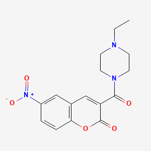 molecular formula C16H17N3O5 B2475028 3-(4-Ethylpiperazine-1-carbonyl)-6-nitrochromen-2-one CAS No. 838843-35-9