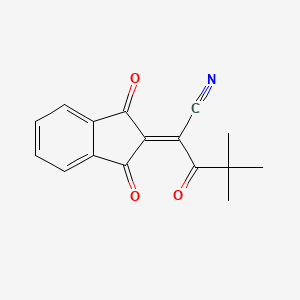 molecular formula C16H13NO3 B2475032 2-(1,3-二氧代茚满-2-亚甲基)-4,4-二甲基-3-氧代戊anenitrile CAS No. 1023874-78-3