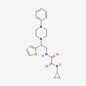 molecular formula C21H26N4O3 B2475033 N1-cyclopropyl-N2-(2-(furan-2-yl)-2-(4-phenylpiperazin-1-yl)ethyl)oxalamide CAS No. 877631-85-1