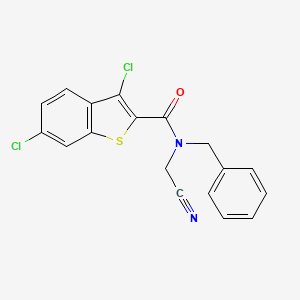 molecular formula C18H12Cl2N2OS B2475040 N-benzyl-3,6-dichloro-N-(cyanomethyl)-1-benzothiophene-2-carboxamide CAS No. 1333747-23-1