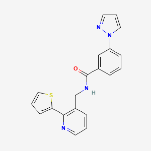 molecular formula C20H16N4OS B2475041 3-(1H-吡唑-1-基)-N-((2-(噻吩-2-基)吡啶-3-基)甲基)苯甲酰胺 CAS No. 2034435-12-4