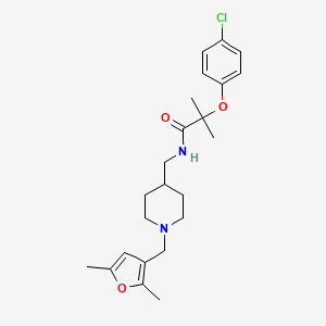 B2475044 2-(4-chlorophenoxy)-N-((1-((2,5-dimethylfuran-3-yl)methyl)piperidin-4-yl)methyl)-2-methylpropanamide CAS No. 1234874-99-7