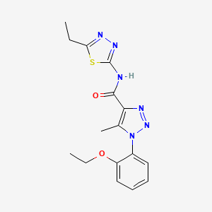 molecular formula C16H18N6O2S B2475047 1-(2-ethoxyphenyl)-N-(5-ethyl-1,3,4-thiadiazol-2-yl)-5-methyl-1H-1,2,3-triazole-4-carboxamide CAS No. 878735-06-9