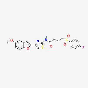 molecular formula C22H19FN2O5S2 B2475054 4-((4-fluorophenyl)sulfonyl)-N-(4-(5-methoxybenzofuran-2-yl)thiazol-2-yl)butanamide CAS No. 922134-63-2