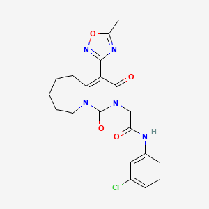 molecular formula C20H20ClN5O4 B2475055 N-(3-氯苯基)-2-[4-(5-甲基-1,2,4-恶二唑-3-基)-1,3-二氧代-3,5,6,7,8,9-六氢嘧啶并[1,6-a]氮杂卓-2(1H)-基]乙酰胺 CAS No. 1775338-32-3