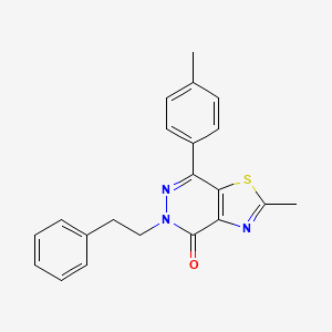 molecular formula C21H19N3OS B2475058 2-methyl-5-phenethyl-7-(p-tolyl)thiazolo[4,5-d]pyridazin-4(5H)-one CAS No. 941949-17-3