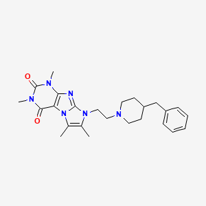 molecular formula C25H32N6O2 B2475068 6-[2-(4-Benzylpiperidin-1-yl)ethyl]-2,4,7,8-tetramethylpurino[7,8-a]imidazole-1,3-dione CAS No. 923401-23-4