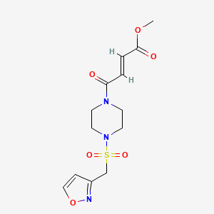 molecular formula C13H17N3O6S B2475071 Methyl (E)-4-[4-(1,2-oxazol-3-ylmethylsulfonyl)piperazin-1-yl]-4-oxobut-2-enoate CAS No. 2411323-92-5