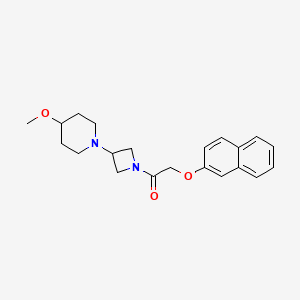 molecular formula C21H26N2O3 B2475077 1-(3-(4-Methoxypiperidin-1-yl)azetidin-1-yl)-2-(naphthalen-2-yloxy)ethanone CAS No. 2034359-26-5
