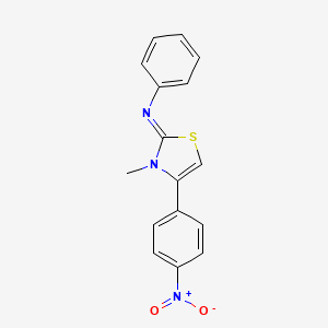 molecular formula C16H13N3O2S B2475080 [3-甲基-4-(4-硝基苯基)-3H-噻唑-2-亚烷基]-苯胺 CAS No. 300852-27-1