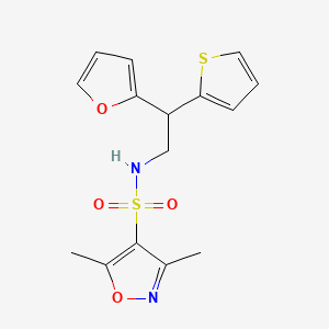 molecular formula C15H16N2O4S2 B2475082 N-[2-(furan-2-yl)-2-(thiophen-2-yl)ethyl]-3,5-dimethyl-1,2-oxazole-4-sulfonamide CAS No. 2097919-74-7