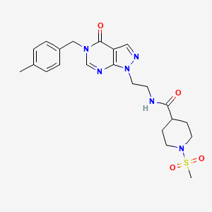 molecular formula C22H28N6O4S B2475091 N-(2-(5-(4-methylbenzyl)-4-oxo-4,5-dihydro-1H-pyrazolo[3,4-d]pyrimidin-1-yl)ethyl)-1-(methylsulfonyl)piperidine-4-carboxamide CAS No. 1207051-49-7