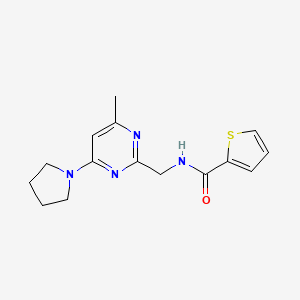 molecular formula C15H18N4OS B2475097 N-((4-methyl-6-(pyrrolidin-1-yl)pyrimidin-2-yl)methyl)thiophene-2-carboxamide CAS No. 1797618-40-6