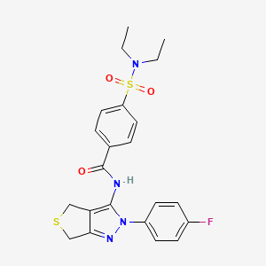 molecular formula C22H23FN4O3S2 B2475098 4-(N,N-二乙基氨磺酰基)-N-(2-(4-氟苯基)-4,6-二氢-2H-噻吩并[3,4-c]吡唑-3-基)苯甲酰胺 CAS No. 450343-48-3