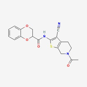 molecular formula C19H17N3O4S B2475100 N-(6-acetyl-3-cyano-4,5,6,7-tetrahydrothieno[2,3-c]pyridin-2-yl)-2,3-dihydrobenzo[b][1,4]dioxine-2-carboxamide CAS No. 864859-10-9