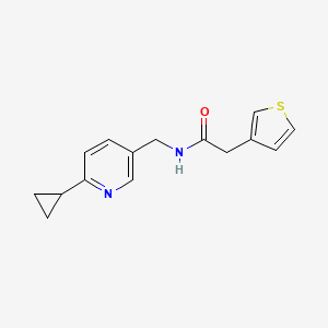 molecular formula C15H16N2OS B2475104 N-[(6-环丙基吡啶-3-基)甲基]-2-(噻吩-3-基)乙酰胺 CAS No. 2097923-55-0