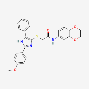 molecular formula C26H23N3O4S B2475107 N-(2,3-dihydro-1,4-benzodioxin-6-yl)-2-{[2-(4-methoxyphenyl)-5-phenyl-1H-imidazol-4-yl]sulfanyl}acetamide CAS No. 901265-27-8