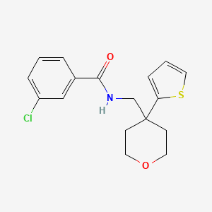 molecular formula C17H18ClNO2S B2475116 3-氯-N-((4-(噻吩-2-基)四氢-2H-吡喃-4-基)甲基)苯甲酰胺 CAS No. 1202972-94-8