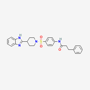 molecular formula C27H28N4O3S B2475133 N-(4-((4-(1H-benzo[d]imidazol-2-yl)piperidin-1-yl)sulfonyl)phenyl)-3-phenylpropanamide CAS No. 886888-74-0