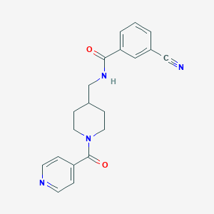 molecular formula C20H20N4O2 B2475136 3-氰基-N-((1-异烟酰基哌啶-4-基)甲基)苯甲酰胺 CAS No. 1396810-11-9