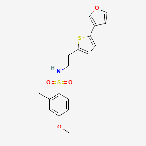 molecular formula C18H19NO4S2 B2475138 N-(2-(5-(furan-3-yl)thiophen-2-yl)ethyl)-4-methoxy-2-methylbenzenesulfonamide CAS No. 2034566-88-4