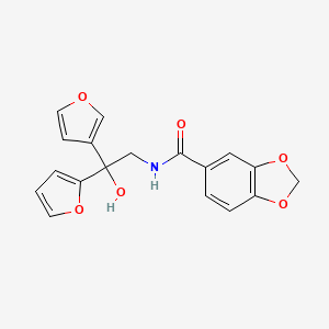 N-(2-(furan-2-yl)-2-(furan-3-yl)-2-hydroxyethyl)benzo[d][1,3]dioxole-5-carboxamide