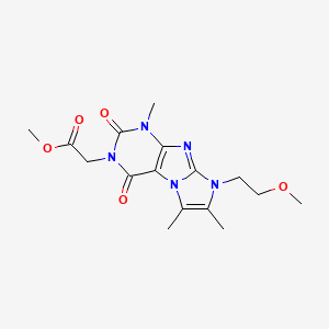 molecular formula C16H21N5O5 B2475151 methyl 2-(8-(2-methoxyethyl)-1,6,7-trimethyl-2,4-dioxo-1H-imidazo[2,1-f]purin-3(2H,4H,8H)-yl)acetate CAS No. 887874-65-9