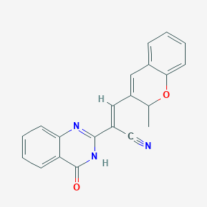 (2E)-3-(2-methyl-2H-chromen-3-yl)-2-(4-oxo-1,4-dihydroquinazolin-2-yl)prop-2-enenitrile