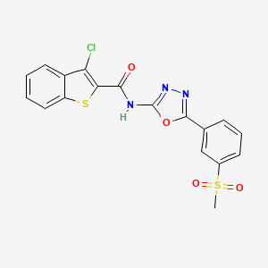 molecular formula C18H12ClN3O4S2 B2475164 3-氯-N-(5-(3-(甲基磺酰基)苯基)-1,3,4-恶二唑-2-基)苯并[b]噻吩-2-甲酰胺 CAS No. 886929-49-3