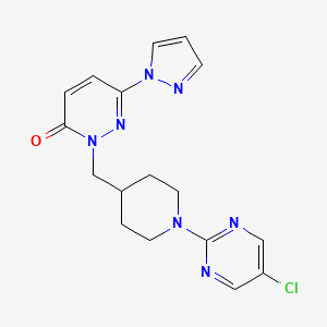 molecular formula C17H18ClN7O B2475172 2-{[1-(5-chloropyrimidin-2-yl)piperidin-4-yl]methyl}-6-(1H-pyrazol-1-yl)-2,3-dihydropyridazin-3-one CAS No. 2097933-39-4