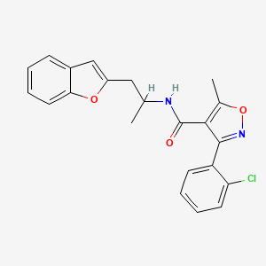 molecular formula C22H19ClN2O3 B2475176 N-[1-(1-benzofuran-2-il)propan-2-il]-3-(2-clorofenil)-5-metil-1,2-oxazol-4-carboxamida CAS No. 2034559-13-0