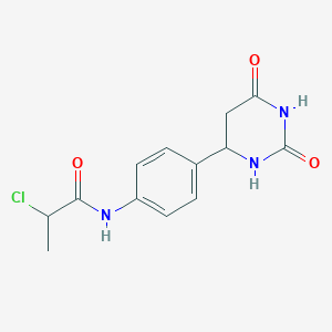 molecular formula C13H14ClN3O3 B2475184 2-Chloro-N-[4-(2,6-dioxo-1,3-diazinan-4-yl)phenyl]propanamide CAS No. 2411269-43-5